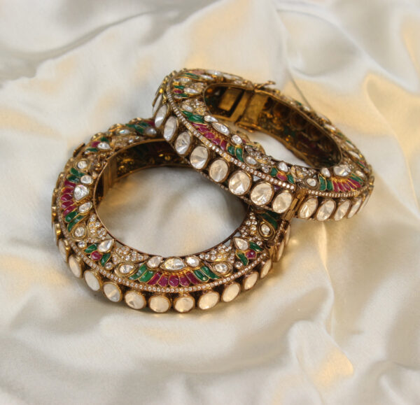 Silver Polki Bangles